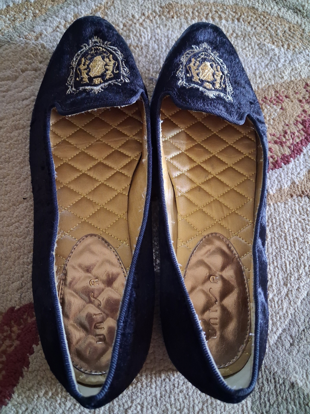 Unisa Black Velvet Embroidered Women’s Ballet Flats